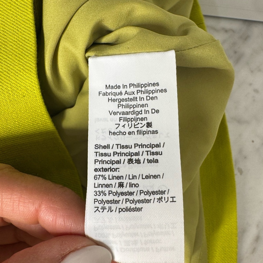 J.Crew Linen Blend Mini Skirt Pockets yellow citron Size 4 - Picture 5 of 5